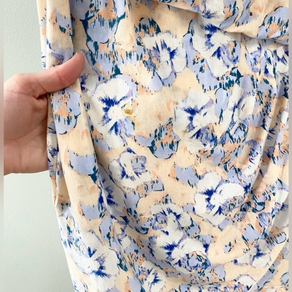 French Connection Blue & Orange Floral Wrap Front Knit Dress Size Medium - Picture 6 of 6